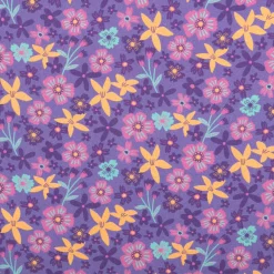 Baumwollstoff Popeline Blumen lila bunt 1,48m Breite