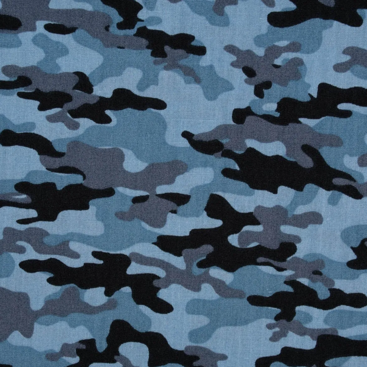 Baumwollstoff Popeline Camouflage Tarnmuster blau schwarz 1,45m Breite