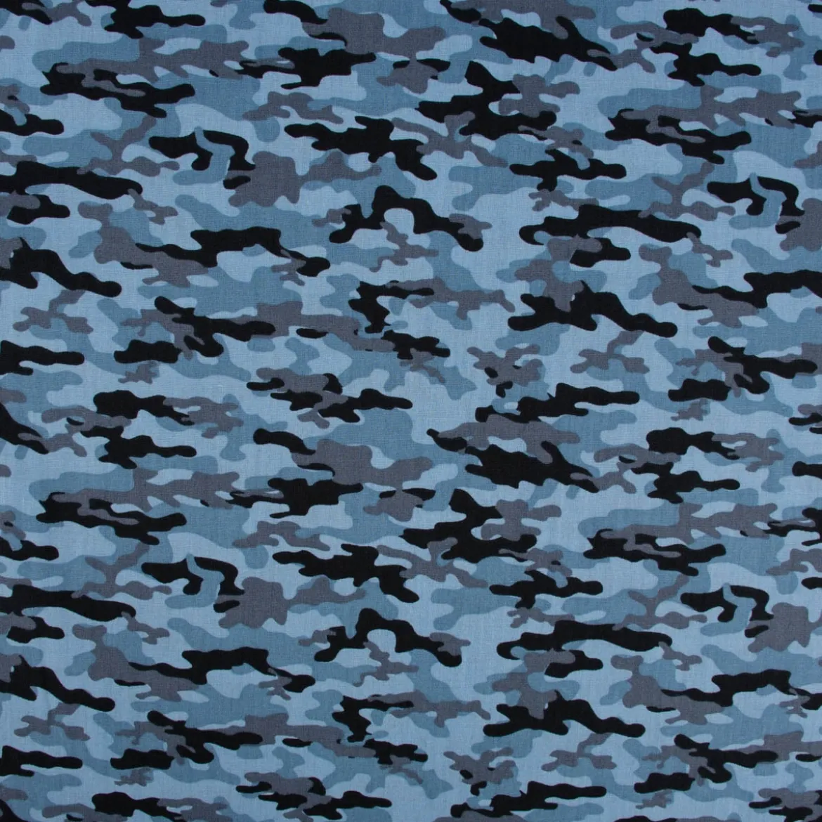 Baumwollstoff Popeline Camouflage Tarnmuster blau schwarz 1,45m Breite