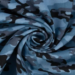 Baumwollstoff Popeline Camouflage Tarnmuster blau schwarz 1,45m Breite