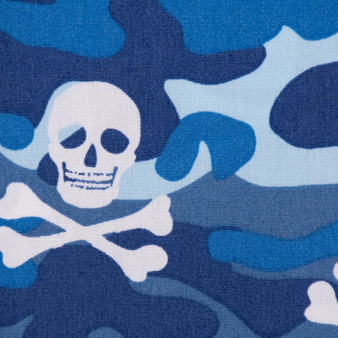 Baumwollstoff Popeline Camouflage Totenköpfe blau 1,44m Breite