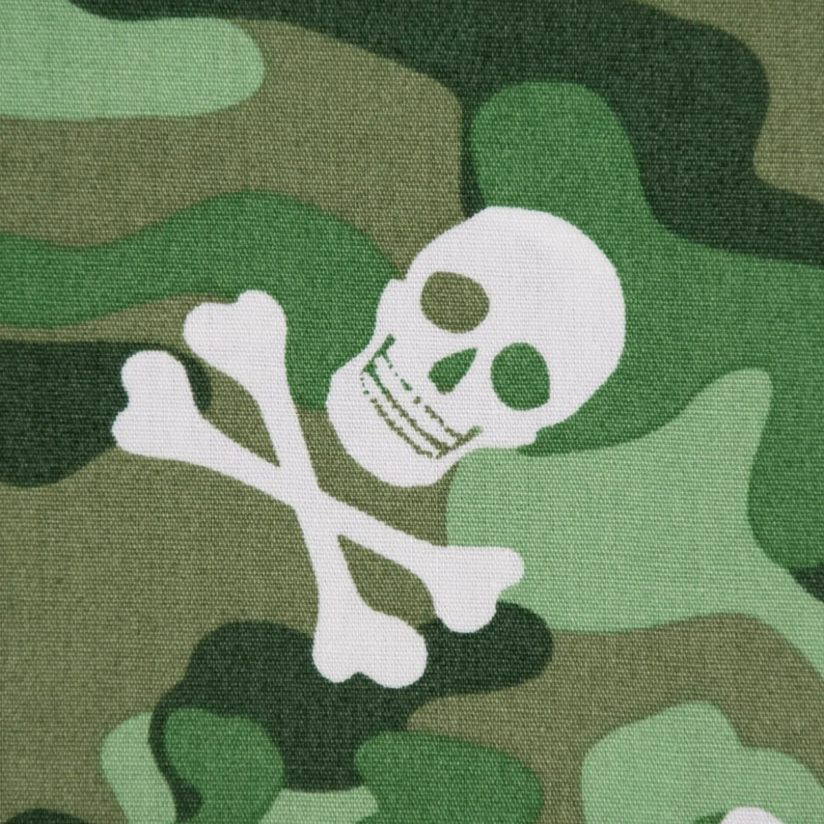 Baumwollstoff Popeline Camouflage Totenköpfe grün 1,44m Breite