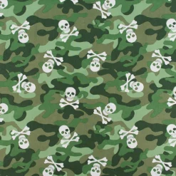 Baumwollstoff Popeline Camouflage Totenköpfe grün 1,44m Breite