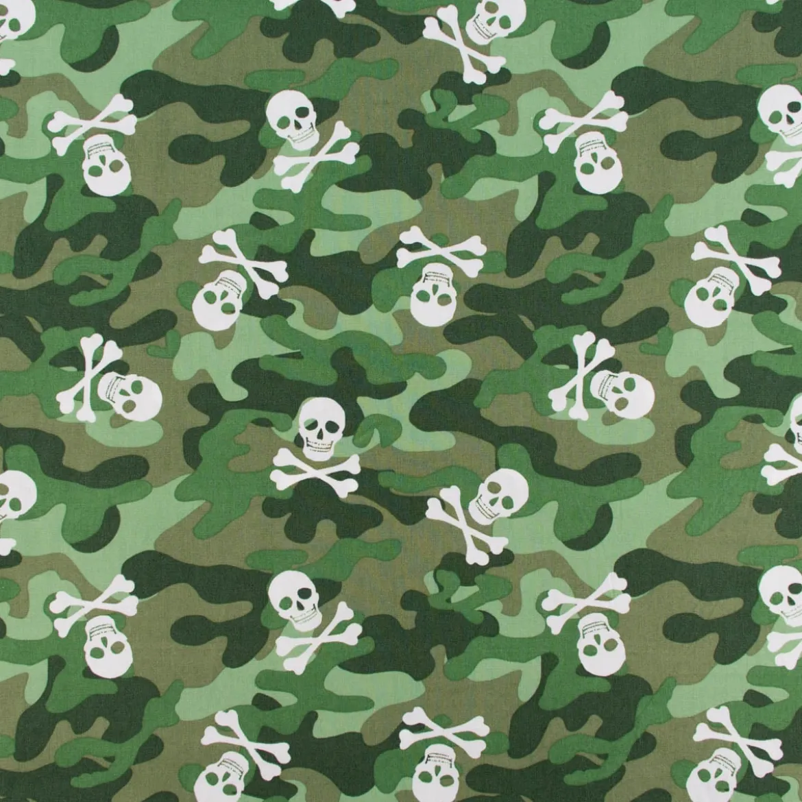 Baumwollstoff Popeline Camouflage Totenköpfe grün 1,44m Breite