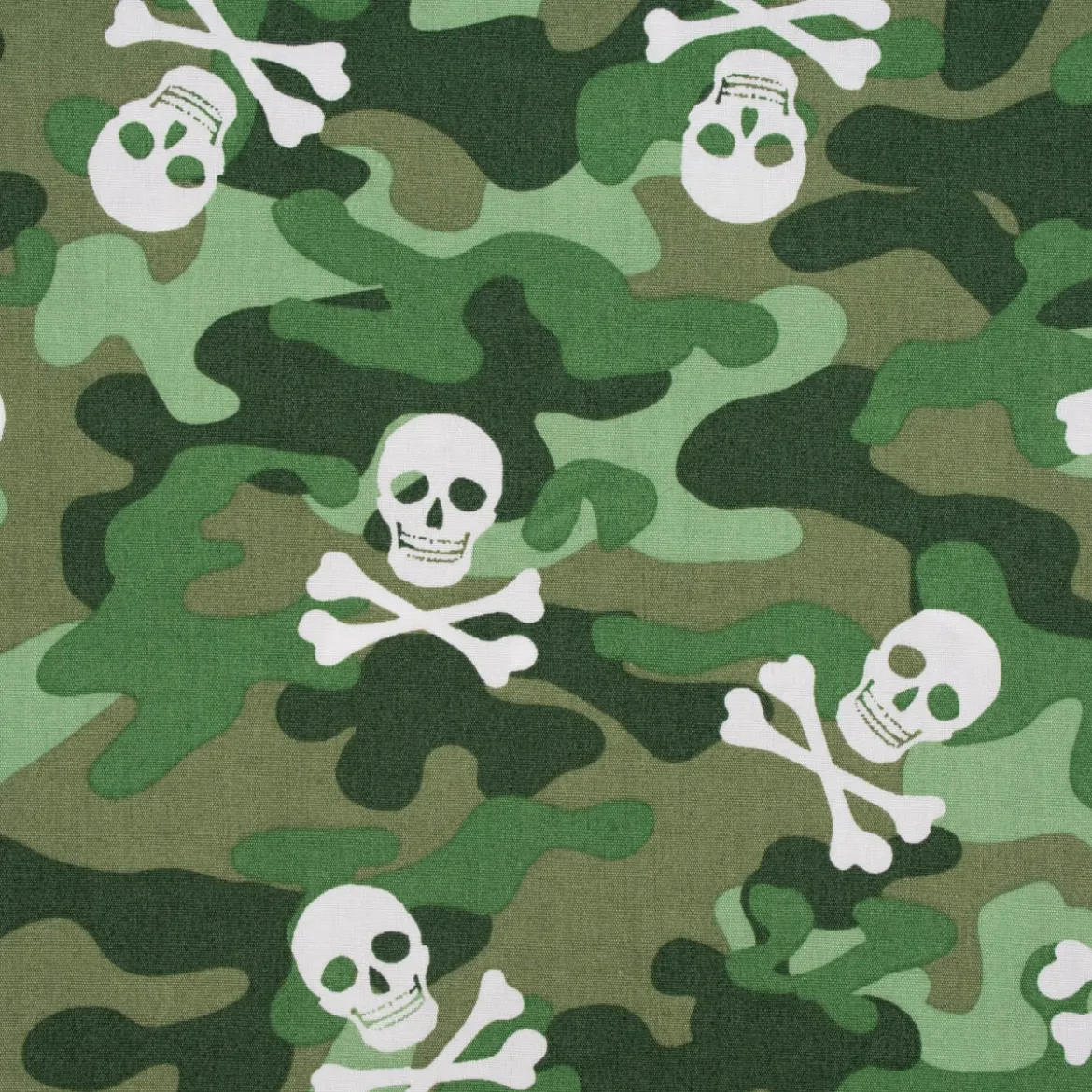 Baumwollstoff Popeline Camouflage Totenköpfe grün 1,44m Breite