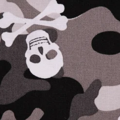 Baumwollstoff Popeline Camouflage Totenköpfe grau 1,44m Breite