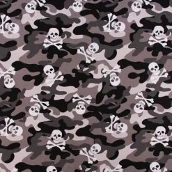 Baumwollstoff Popeline Camouflage Totenköpfe grau 1,44m Breite