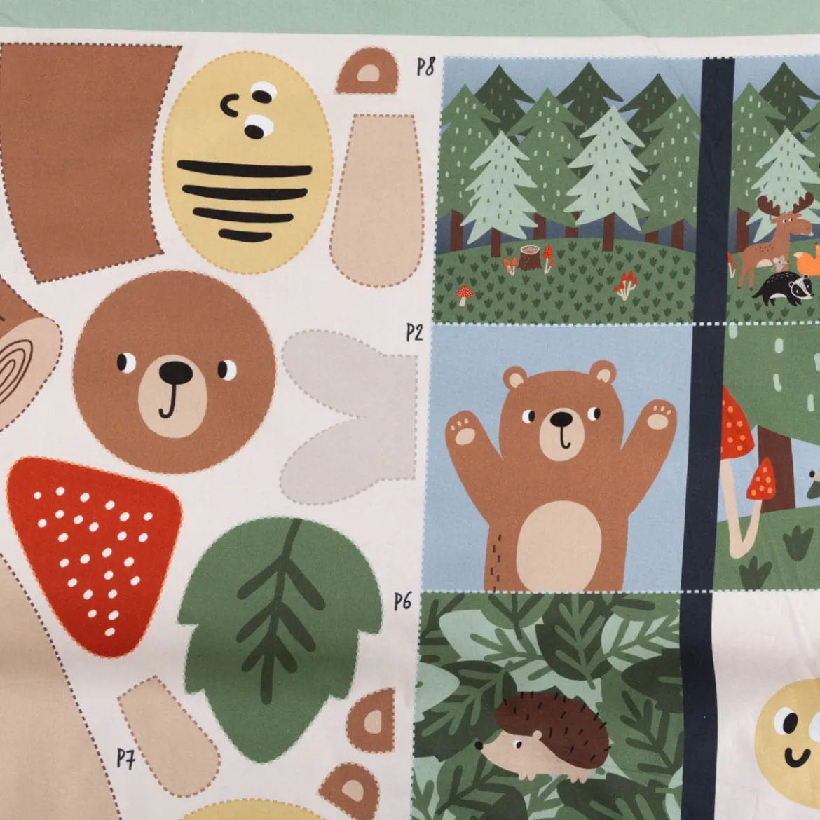 Baumwollstoff Popeline Digitaldruck Baby Spielbogen Forest Panel 1,50 Breite