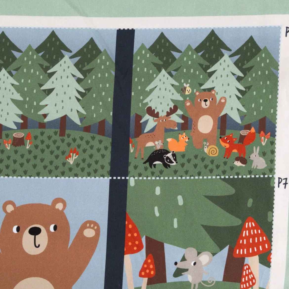 Baumwollstoff Popeline Digitaldruck Baby Spielbogen Forest Panel 1,50 Breite