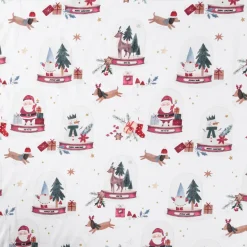 Baumwollstoff Popeline Digitaldruck Joulua Schneekugel weiß rot grün 1,47m Breite
