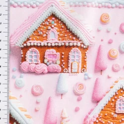 Baumwollstoff Popeline Digitaldruck Weihnachtsstoff Gretel Lebkuchenhaus rosa 1,47m Breite