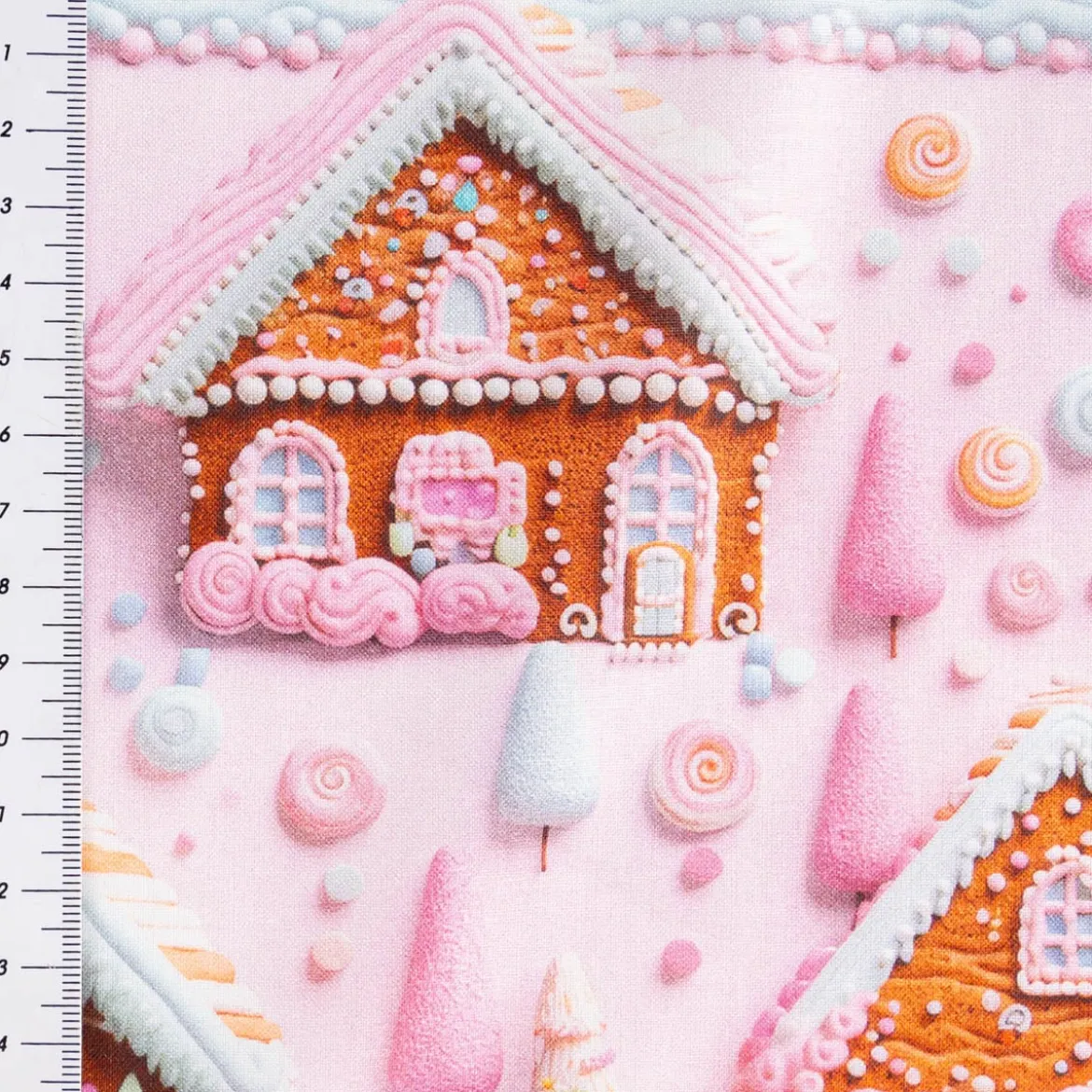 Baumwollstoff Popeline Digitaldruck Weihnachtsstoff Gretel Lebkuchenhaus rosa 1,47m Breite