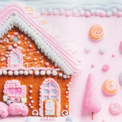 Baumwollstoff Popeline Digitaldruck Weihnachtsstoff Gretel Lebkuchenhaus rosa 1,47m Breite