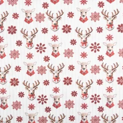 Baumwollstoff Popeline Digitaldruck Weihnachtsstoff Cerbiche Hirsche ecru rot 1,47m Breite