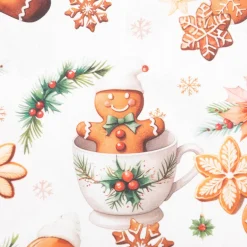 Baumwollstoff Popeline Digitaldruck Weihnachtsstoff Cookies Lebkuchenmann ecru braun 1,47m Breite