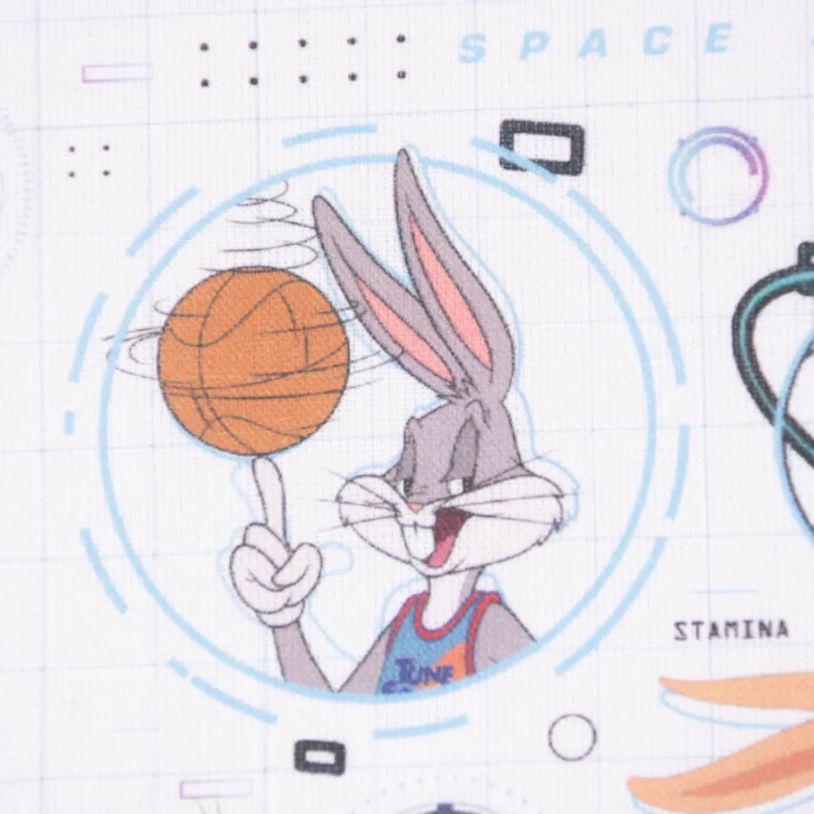 Baumwollstoff Popeline Digitaldruck Space Jam Tune Squad weiß blau bunt 1,5m Breite