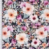 Baumwollstoff Popeline Digitaldruck Blumen blau bunt 1,4m Breite