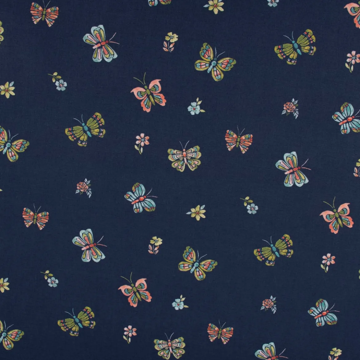 Baumwollstoff Popeline Digitaldruck Butterflies Schmetterlinge dunkelblau 1,4m Breite