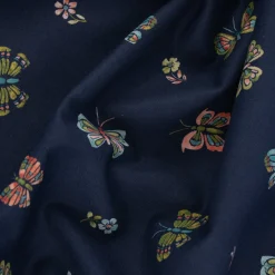 Baumwollstoff Popeline Digitaldruck Butterflies Schmetterlinge dunkelblau 1,4m Breite