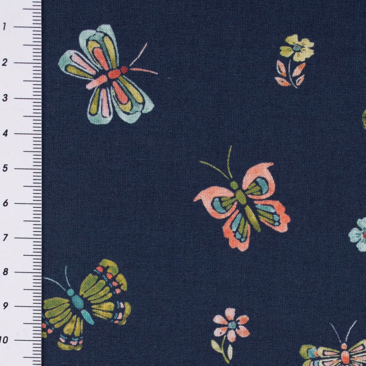 Baumwollstoff Popeline Digitaldruck Butterflies Schmetterlinge dunkelblau 1,4m Breite