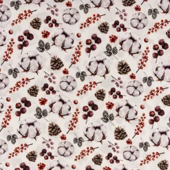 Baumwollstoff Popeline Digitaldruck Herbst Winter Pflanzen weiß rot 1,50m Breite