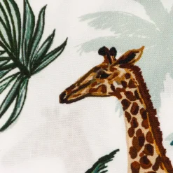 Baumwollstoff Popeline Digitaldruck Giraffe Zebra Palmen weiß 1,50m Breite