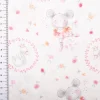 Baumwollstoff Popeline Digitaldruck Daisy Tanzmäuse weiß rosa 1,48m Breite