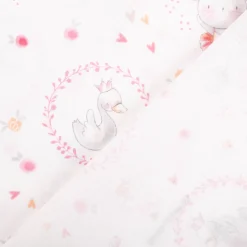 Baumwollstoff Popeline Digitaldruck Daisy Tanzmäuse weiß rosa 1,48m Breite