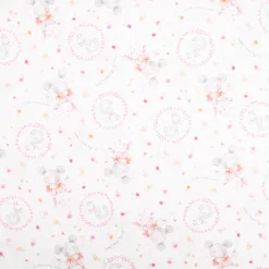 Baumwollstoff Popeline Digitaldruck Daisy Tanzmäuse weiß rosa 1,48m Breite