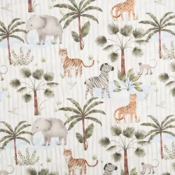 Baumwollstoff Popeline Digitaldruck Jungo Zebra Elefant Tiger weiß grün 1,48m Breite