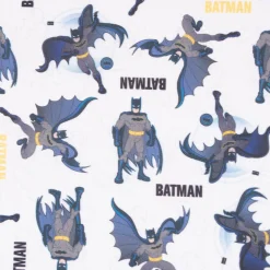 Baumwollstoff Popeline Digitaldruck Batman™© Schriftzug weiß grau schwarz gelb 1,5m Breite