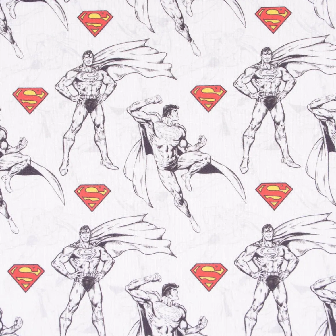 Baumwollstoff Popeline Digitaldruck Superman™© weiß schwarz rot gelb 1,5m Breite