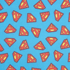 Baumwollstoff Popeline Digitaldruck Superman™© Logo blau rot gelb 1,5m Breite
