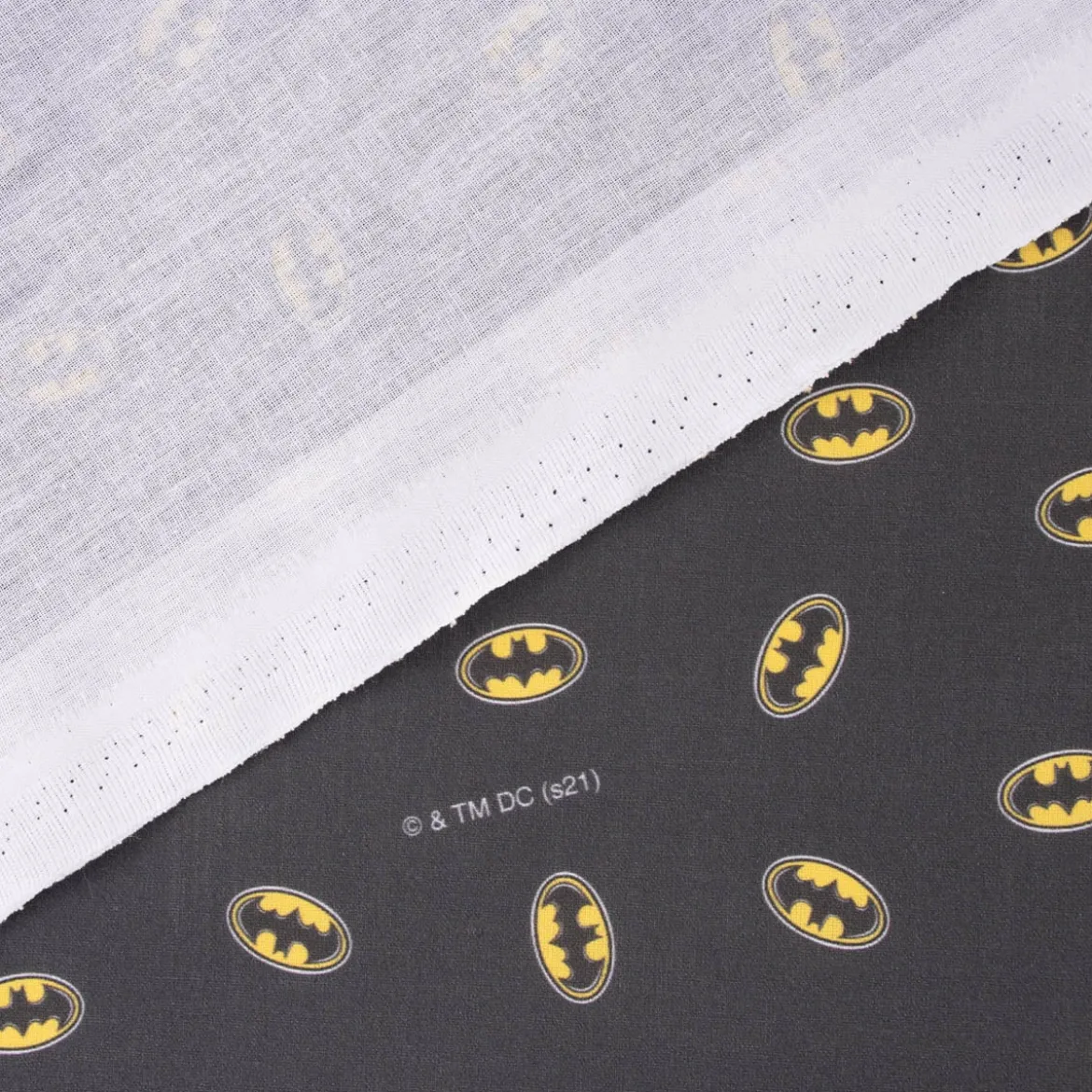 Baumwollstoff Popeline Digitaldruck Batman™© Batsignal schwarz gelb weiß 1,5m Breite