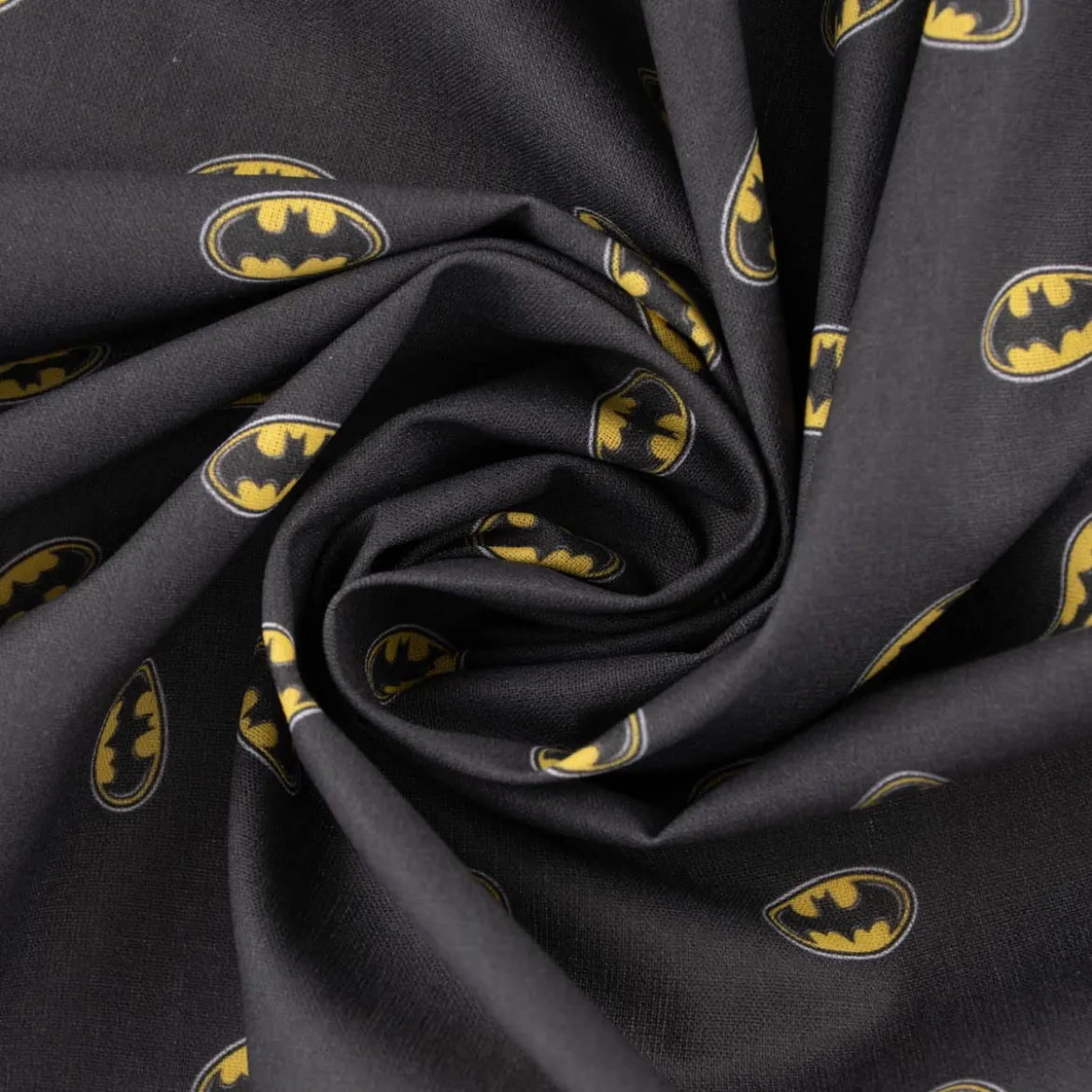 Baumwollstoff Popeline Digitaldruck Batman™© Batsignal schwarz gelb weiß 1,5m Breite