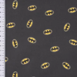 Baumwollstoff Popeline Digitaldruck Batman™© Batsignal schwarz gelb weiß 1,5m Breite