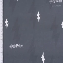 Baumwollstoff Popeline Digitaldruck Harry Potter Schriftzug Blitz grau weiß dunkelgrau 1,5m Breite