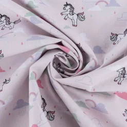 Baumwollstoff Popeline Einhorn Wolken hell altrosa mint weiß 1,45m Breite