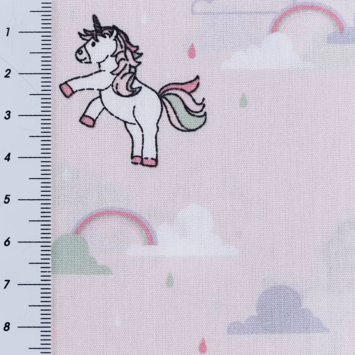 Baumwollstoff Popeline Einhorn Wolken hell altrosa mint weiß 1,45m Breite