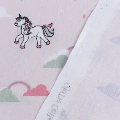 Baumwollstoff Popeline Einhorn Wolken hell altrosa mint weiß 1,45m Breite