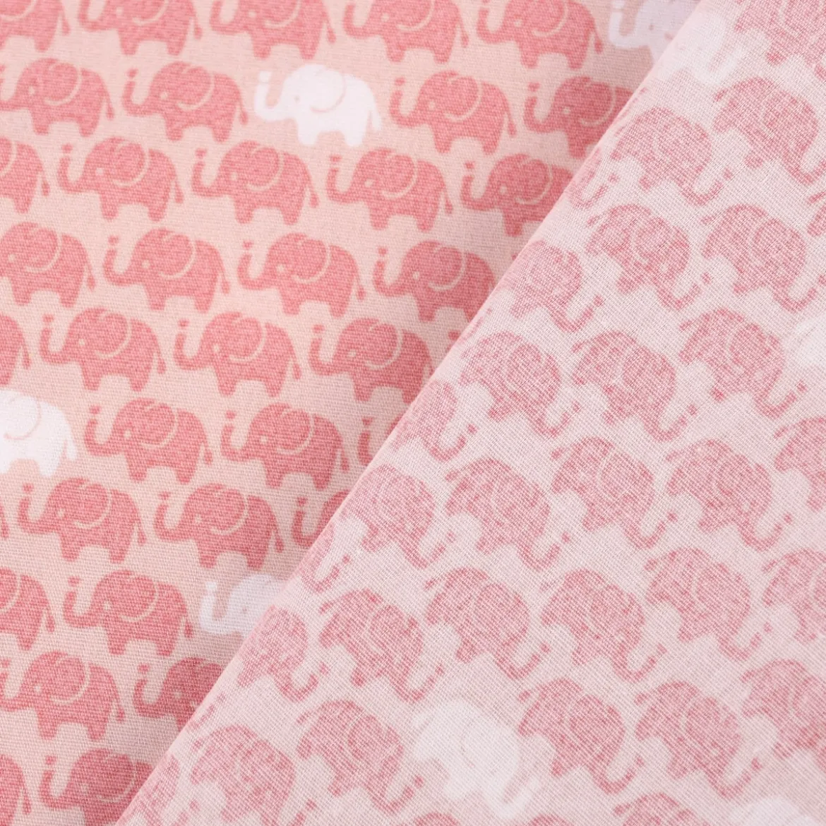 Baumwollstoff Popeline Elefanten klein rosa weiß 1,5m Breite