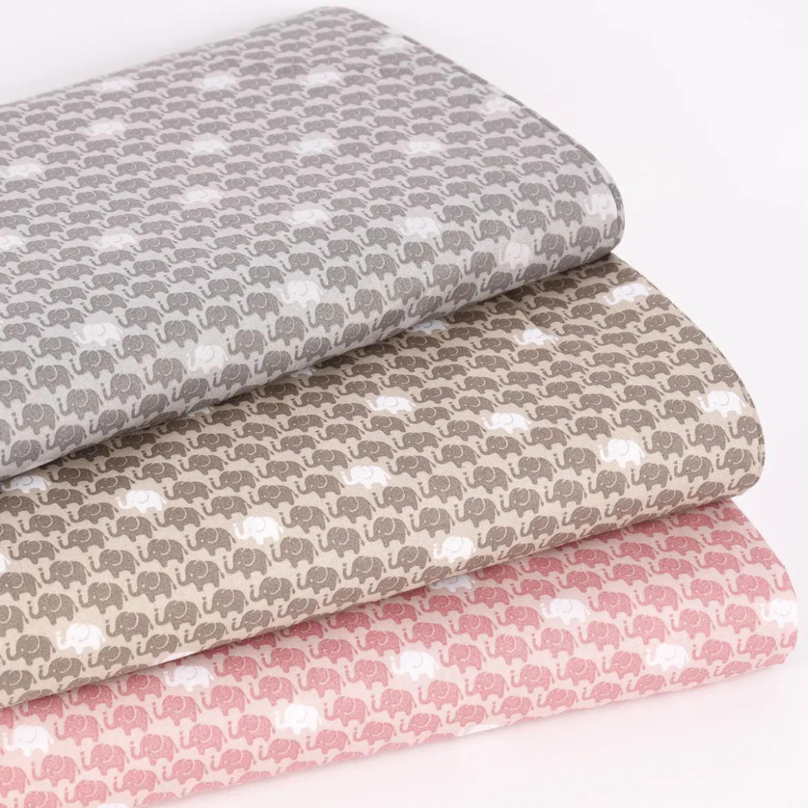 Baumwollstoff Popeline Elefanten klein rosa weiß 1,5m Breite