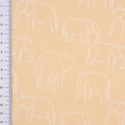 Baumwollstoff Popeline Elefant abstrakt hellgelb weiß 1,45m Breite