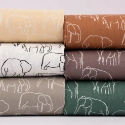 Baumwollstoff Popeline Elefant abstrakt mauve weiß 1,45m Breite
