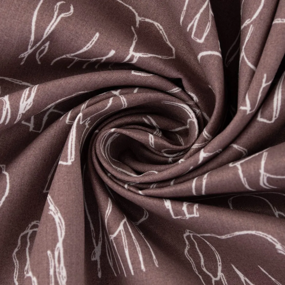 Baumwollstoff Popeline Elefant abstrakt mauve weiß 1,45m Breite