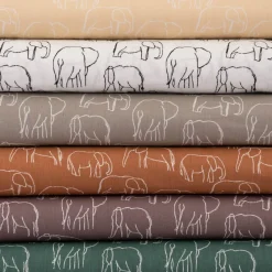 Baumwollstoff Popeline Elefant abstrakt mauve weiß 1,45m Breite