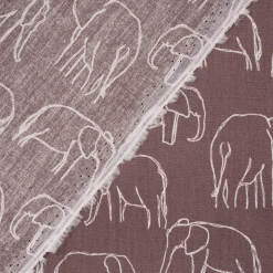 Baumwollstoff Popeline Elefant abstrakt mauve weiß 1,45m Breite