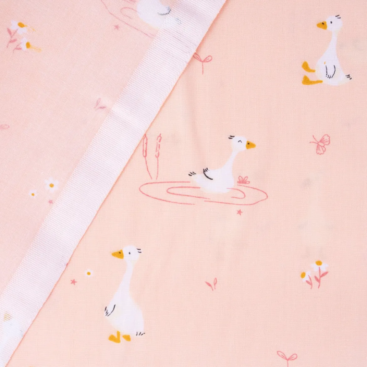 Baumwollstoff Popeline Fine Poplin Goose Gänse apricot 1,50m Breite