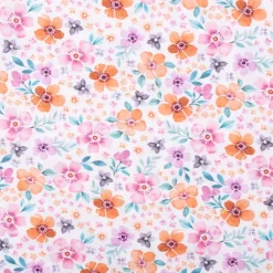 Baumwollstoff Popeline Fine Poplin Digitaldruck FLOWERS Blumen Blätter weiß bunt 1,45m Breite