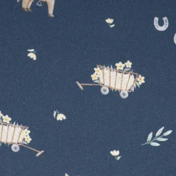 Baumwollstoff Popeline Fine Poplin Digitaldruck SWEET HORSES Pferd Fohlen Heuwagen blau braun 1,45m Breite